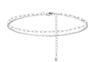 925 Sterling Silver Multilayer Ankle Bracelet with Zircon for Women