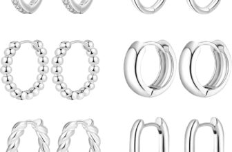 9ct Gold Hoops Earrings Set – 6 Pairs Hypoallergenic Chunky Huggies for Women, Lightweight Plated Statement Cartilage Stackable Jewellery