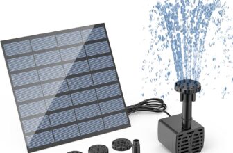 AISITIN DIY Solar Fountain Pump, Solar Panel Pond Powered Water Feature Pump with 6 Nozzles, DIY Fountain for Garden, Bird bath, Aquarium