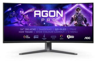 AOC AGON PRO AG346UCD Wide Quad HD 34 Curved OLED Gaming Monitor – Black Free C&C
