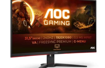AOC Gaming C32G2ZE – 32 Inch FHD Curved Monitor, 240Hz, 1 ms MPRT, VA AMD FreeSync Premium, Low Input Lag (1920×1080 240Hz)