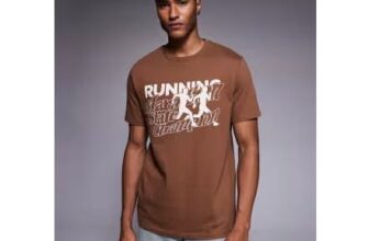 ASOS DESIGN T-Shirt with Sports Graphic in Brown