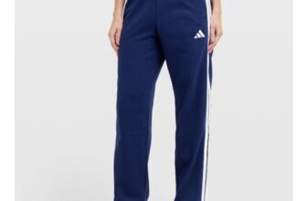 Adidas Womens Essentials 3-Stripes Open-Hem Fleece Pants