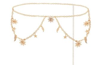Adjustable Gold Chain Belt with Sun Moon Star Designs