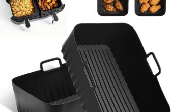 Air Fryer Liners Silicone, 2 Pack for Ninja Dual Air Fryer, Silicone Air Fryer Liner for AF300UK AF400UK/KCP, AF451UK, 7.6L-9.5L Ninja Air Fryer Accessories, Airfryer Liners for Ninja Air Fryer