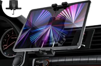 Air Vent Tablet Holder for Car, Oilacn Vehicle Vent iPad & Phone Mount Clamp Upgraded Vent Clip Never Fall Off with 360 Rotation Design for iPad Mini Air Pro, Galaxy Tab, Lenovo, iPhone 4-12.9