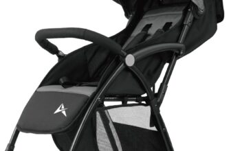 Alivio Lightweight Pushchair, Folding Baby Stroller 0-3 Years, Toddlers Travel Stroller with Mosquito Nets, Shoulder Strap, Anti-Friction & Wheels (Grey)