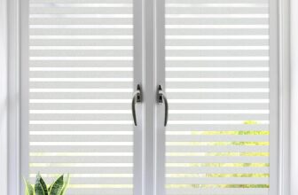 Alyvisun Frosted Stripe Window Film Privacy 44.5220cm Wider & Longer, Self-adhesive Privacy Film for Glass Windows with Static Cling for Home Office Bathroom