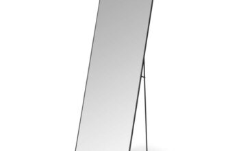 Amazon Basics Full Length Rectangular Mirror, Wall/Floor Mount, 162.6 x 53.3 x 1.4 cm, Black