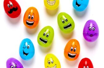 Amscan – Fillable Easter Hunt Large Funny Faces Multicoloured Plastic Eggs – 6 Pieces