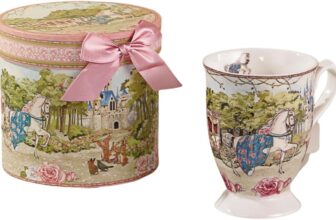 Ancient Castle Tea Set – Strengthened Bone China Teacup & Saucer Sets, London Floral Wedding Carriage Theme, Luxurious & Elegant Gift Box Packaging (Goblets)300ML