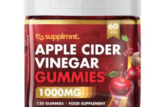 Apple Cider Vinegar Gummies 1000mg ACV, B6, B12, Folic Acid, Pomegranate & Beetroot Red Apple Flavour 120 Vegan Gummies (60-Day Supply)