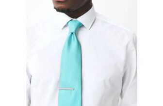 Aqua Blue Textured Tie with Tie Clip