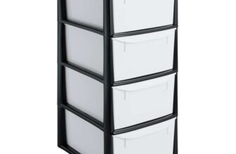 Argos Home 4 Drawer Plastic Storage Tower – Black, Free C&C