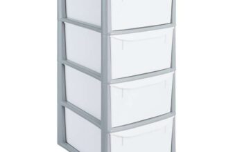 Argos Home 4 Drawer Plastic Storage Tower – Grey, Free C&C