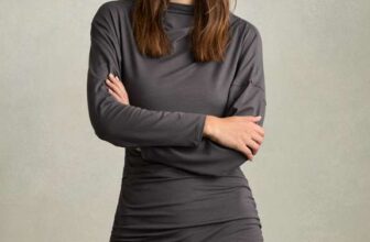 Ari Ruched Jersey Mini Dress in Charcoal