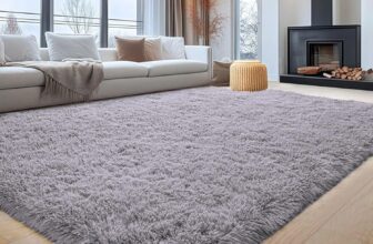 Aspire Homeware Rugs Living Room 120 x 170 – Grey Fluffy Area Rugs for Bedroom Super Soft Large Modern Shaggy Rug Non Slip Thick Pile