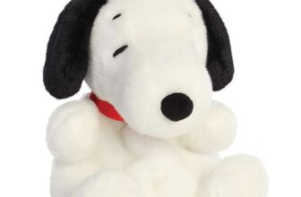 Aurora, 40471,Peanuts Palm Pals Snoopy 5In, Soft Toy, White & Black