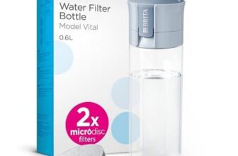 BRITA Water Filter Bottle Light Blue 600ml, 2x MicroDisc