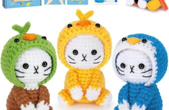 BRTNUP Cat Crochet Kit for Beginners, Cute Cats Crochet Set with Video Tutorial Starter Cat Cosplay Animal Knitting Kit Animals Cosplay Set Beginners Crochet Kits Crochet Starter Kit (Penguin-Duck)