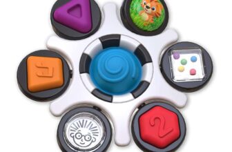 Baby Einstein Curiosity Clutch Fidget Sensory Toy and Pop It Rattle, BPA Free Infant Teether, Age 3 Months