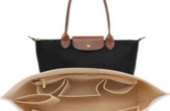 Bag Organiser Insert, Handbag Organiser, Zippered BagOrganizer, Foldable Bag Insert, Felt Bag Organizer, 30 X 14.5 X 17cm Purse InsertOrganiser, Multi Pocket Bag Organizer(L)