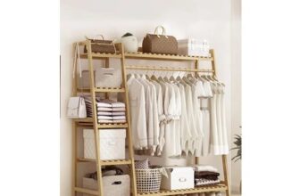 Bamboo Clothing Garment Rack 7 Tier Storage Shelf Coat Clothes Hanging Rack