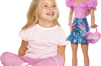 Barbie 28-in Blonde Fashion Doll with Removable Fashions, Pink Top, Denim Skirt, & Cowboy Boots, Necklace and Purse Accessory, HYT84