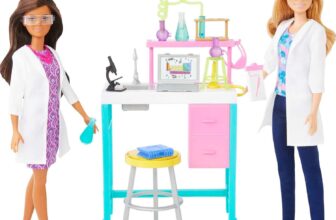 Barbie Careers Playset, Science Lab with 2 Scientist Fashion Dolls, Bench & 10 Accessories (Amazon Exclusive), HJY95