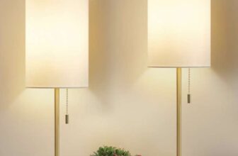 Bedside Lamps Set of 2 Minimalist Table Lamps with Pull Chain and Marble Base – Gold Petit