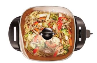 Bella Electric Skillet with Glass Lid, Nonstick, Copper