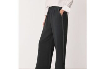 Black Crepe Stitch Detail Trouser