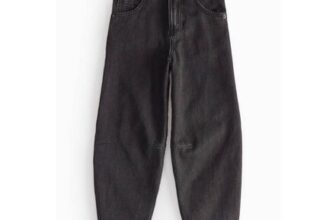 Black Denim Barrel Leg Jeans