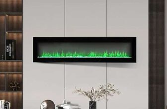 Black Electric Fire Wall Mounted or Freestanding Fireplace Heater 12 Flame Colors with Remote Control 40 inch