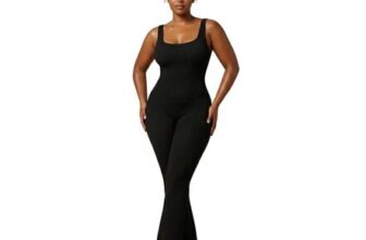 Black GWB Shapewear Snatching Seamless Square Neck Flared Jumpsuit