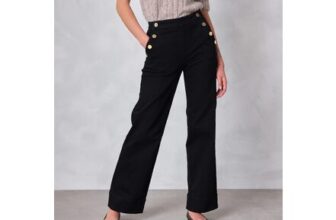 Black Gold Button Front Wide Leg Jeans
