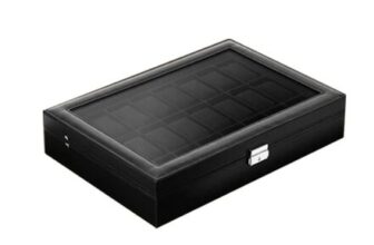 Black VOGREX 24-Grid Watch Display and Storage Box