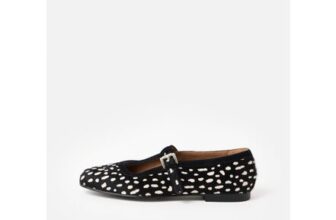 Black & White Spotty Animal Print Leather Mary Janes