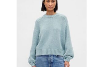 Blue Relaxed Saddle-Sleeve Crew Neck Jumper