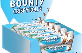 Bounty Crispy Rolls, Milk Chocolate, Coconut, Biscuit Snack bar, Single Pack 23.4 g (1 x 24 Bars)