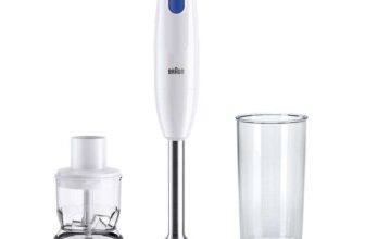 Braun MultiQuick 1 Hand Mixer MQ10.201MWH, Lightweight Mixer with EasyTwist Technology, One Speed, 350ml Chopper & 600ml Beaker, 450W, White