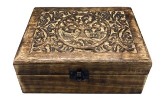 Brown KDMD Large Wooden Keepsake Box 20x15x7.5cm Tree of Life