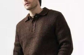 Brown Wool Blend Long Sleeve Polo – Free C&C