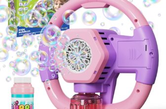Bubble Machine Gun 10 Hole Electric Silent with Colorful LED/130ml Solution Bubble Gun Toys,10000 Rich Bubbles Per Minute,Durable Automatic Bubble Makers Toy for Boys/Girls/Wedding Scene (FXP)