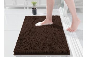 COMPOLICY Brown Chenille Bath Mat 40x60cm, Absorbent, Non-Slip