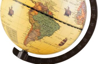 COSTWAY 14cm World Globe, Mini Rotating World Globes with Wooden Base, Geography Educational Learning Globe Desktop Decoration for Home Office School