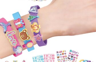 Childrens Necklace and Bracelet Making, Craft Kit for Kids, Wearable & Shareable Sticker Bracelet, Jewellery Making Craft Kit for Kids and Activity Pack for Girls and Boys, Colourful Threads, Beads