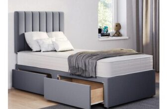 ComfoRest 3FT Divan Bed with Mattress, 2 Drawers, Stripe Headboard