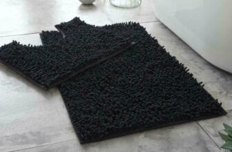 Comfort Collections Bathroom Mat NonSlip 45x60cm Chenille Bath Rug Plush Water Absorbent Shaggy Soft Bath Mats (Black)