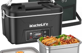 Cordless Electric Lunch Box, 24000mAh Heated Lunch Box, 1.2L Stainless Steel Lunchbox, Smart Wireless Heat Lunchbox Portable Food Warmer with Container for Camping, Office, Travel, Work